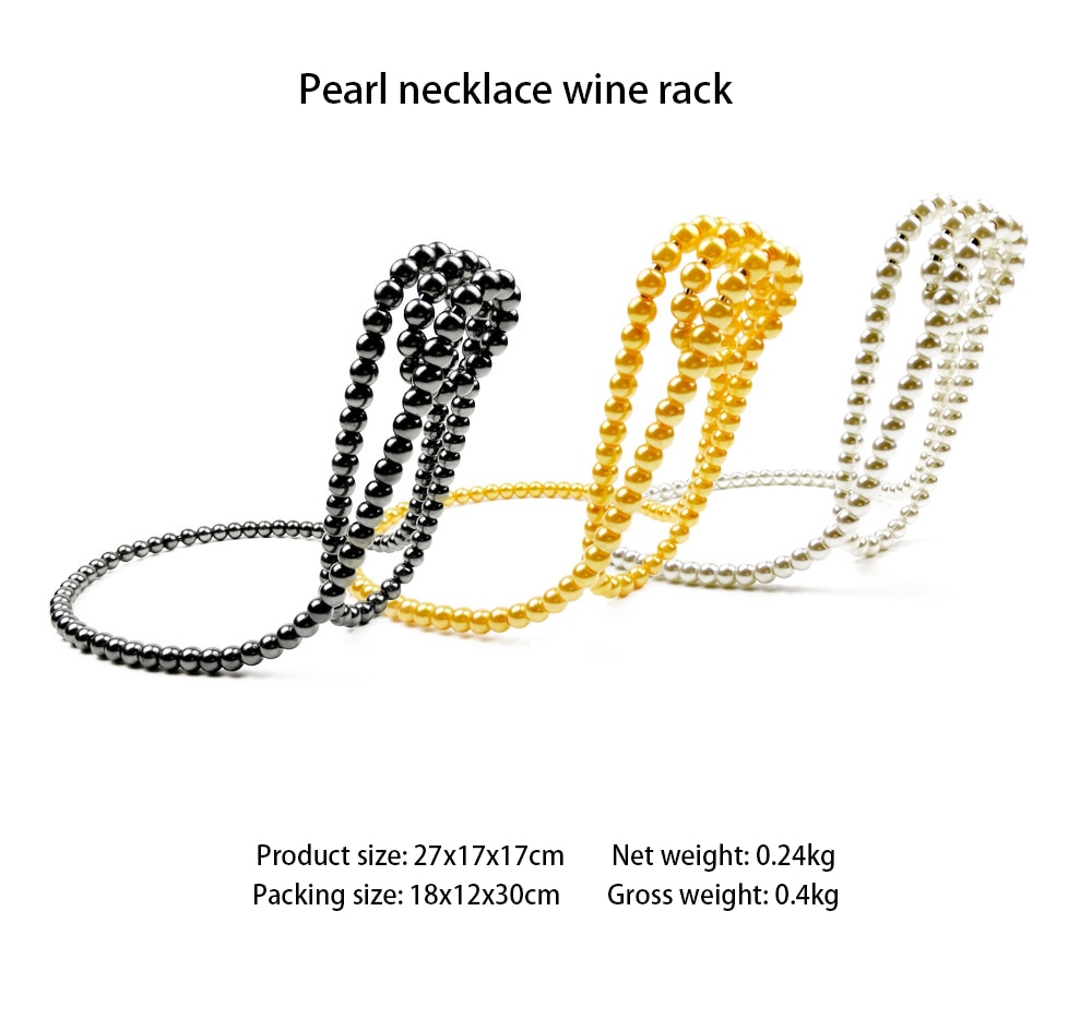 Creative Pearl Necklace Wine Rack Luxury Magic Metal Resin Hanging Suspension Wine Bottle Holder Rack Home Desktop Decoration