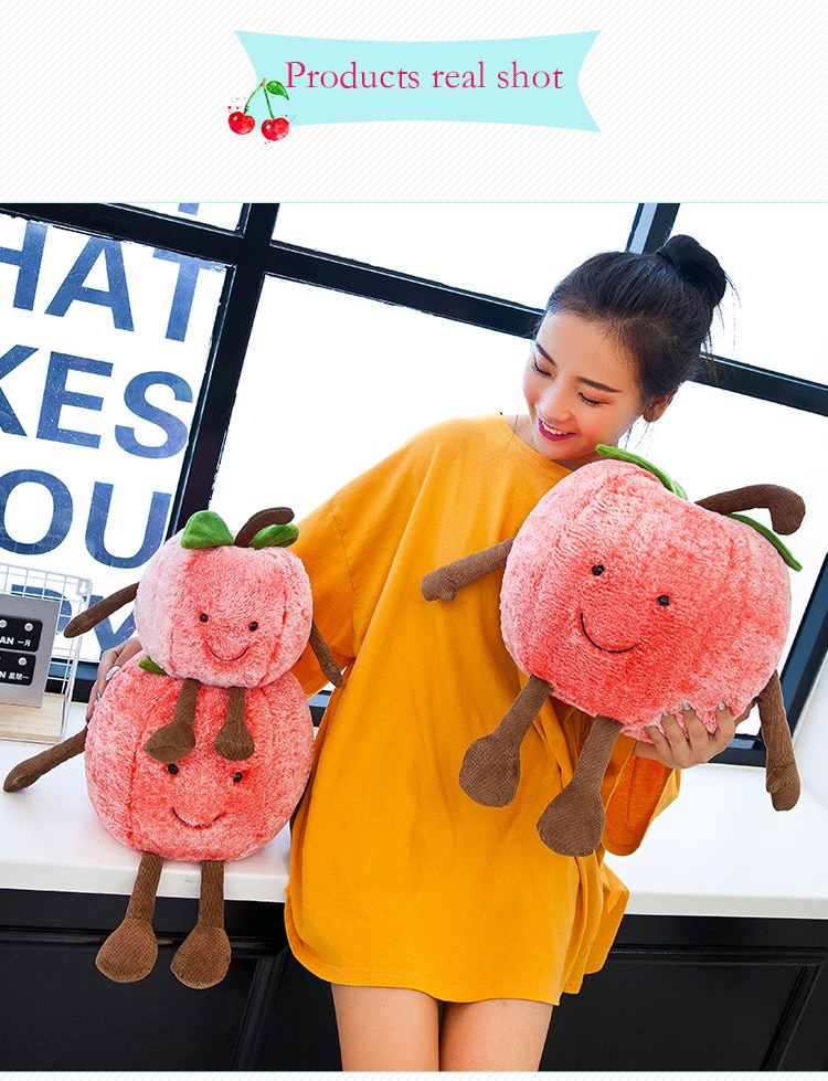 Cute cartoon expression fruit watermelon cherry pillow plush toy new creative doll children doll birthday gift WJ216