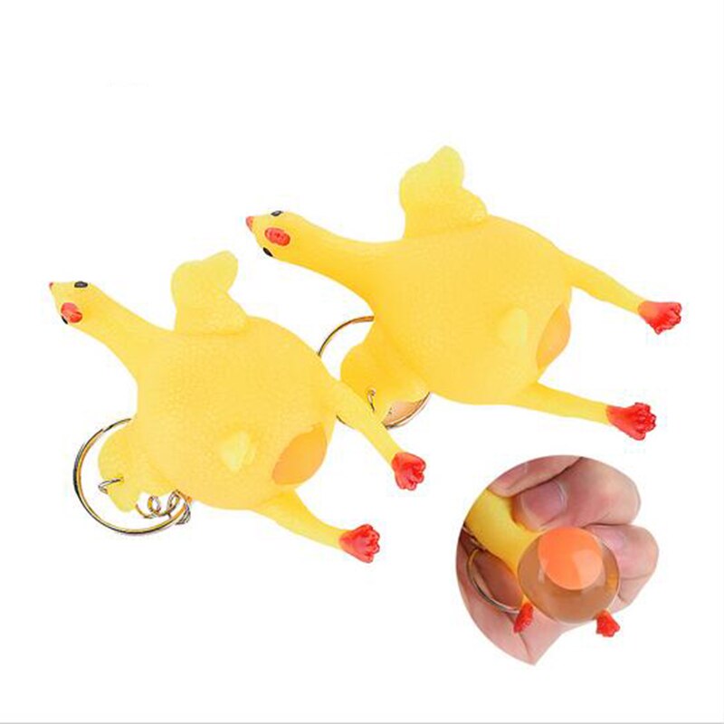 1pcs Funny Gadgets Novelty Antistress Squeeze Chicken Laying Egg Chicken Toys Keyring Surprise Squishy Kids Toys for Halloween