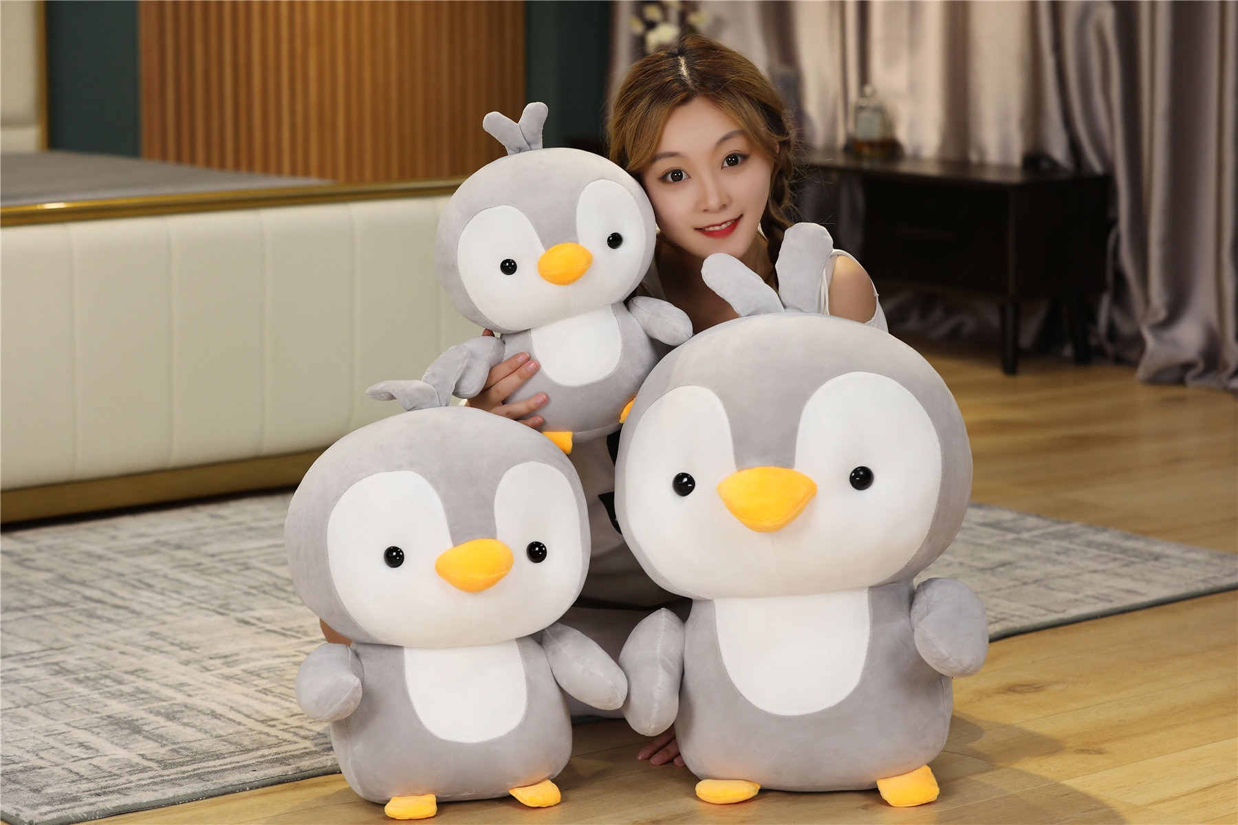 35/45/55cm Lovely Couple Penguin Plush Toys Stuffed Animal Hug Pillow Cute Soft Penguin Dolls Baby Girls Valentine's Xmas Gift