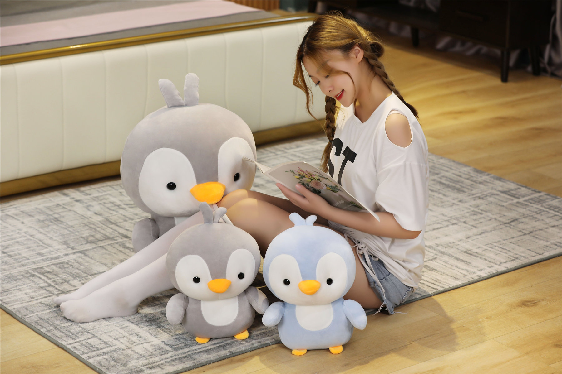 35/45/55cm Lovely Couple Penguin Plush Toys Stuffed Animal Hug Pillow Cute Soft Penguin Dolls Baby Girls Valentine's Xmas Gift