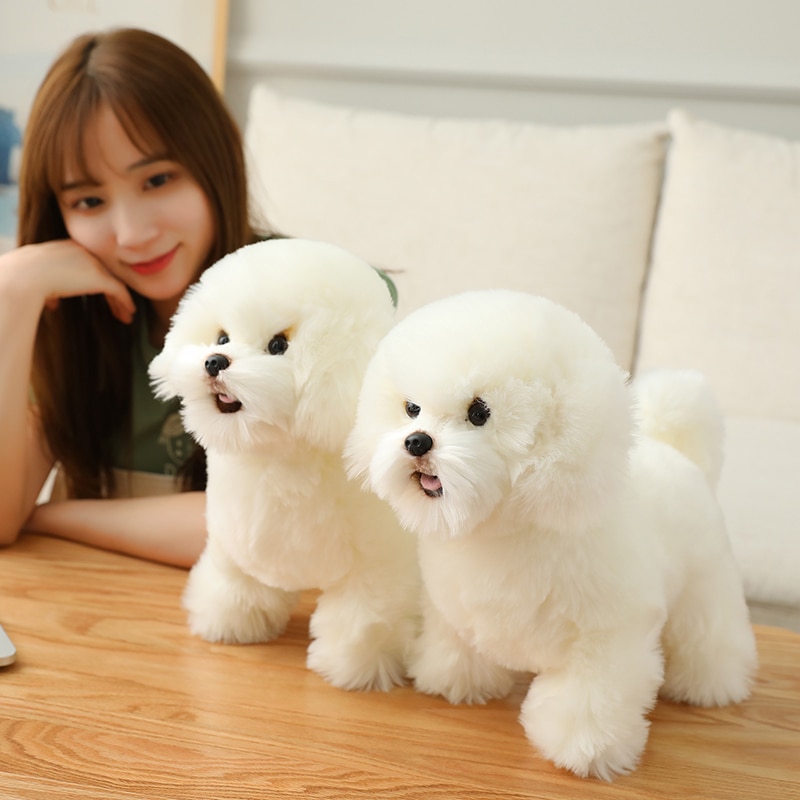 High Quality Simulation Bichon frise Plush Toy Stuffed Animal Realistic puppy Dog Toy for Home Decoration