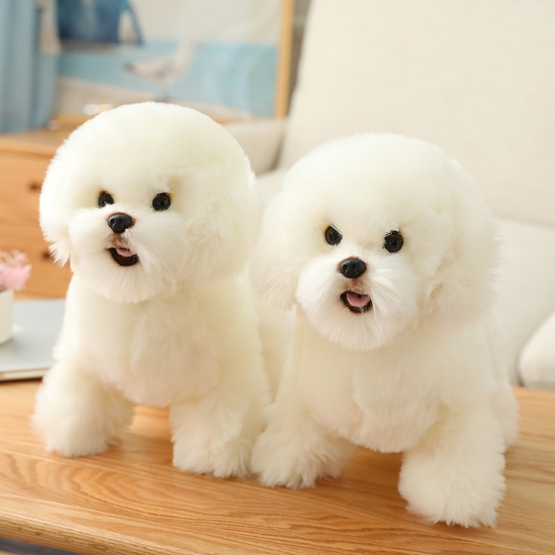 High Quality Simulation Bichon frise Plush Toy Stuffed Animal Realistic puppy Dog Toy for Home Decoration