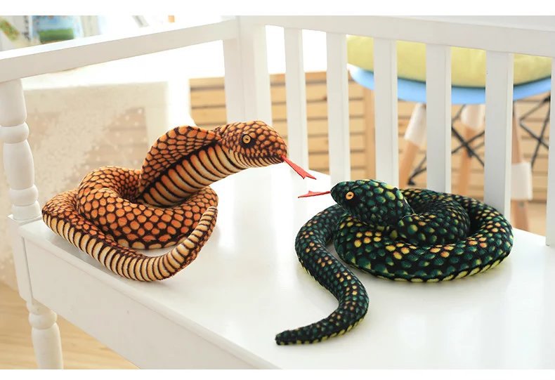 1pc Simulation Cobra and Python Snake Plush Toys Dolls Soft Animal Stuffed Toy for Kids Children Funny Birthday Christmas Gift