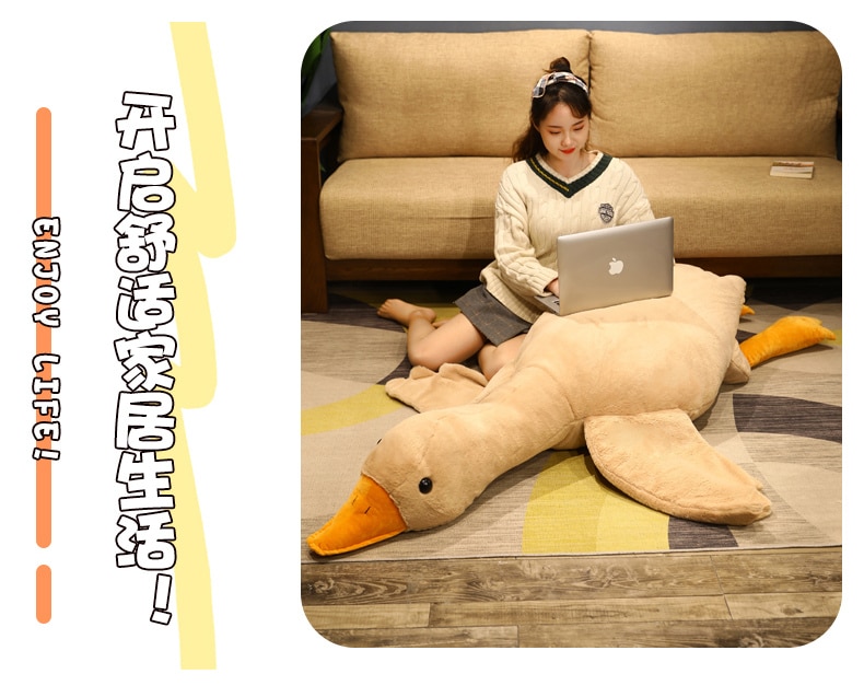 120cm Simulation Big Wings Duck Plush Long Pillow Toy Soft Stuffed Giant Bird Hug Cuddly Wild Goose Doll for Kids Birthday Gift