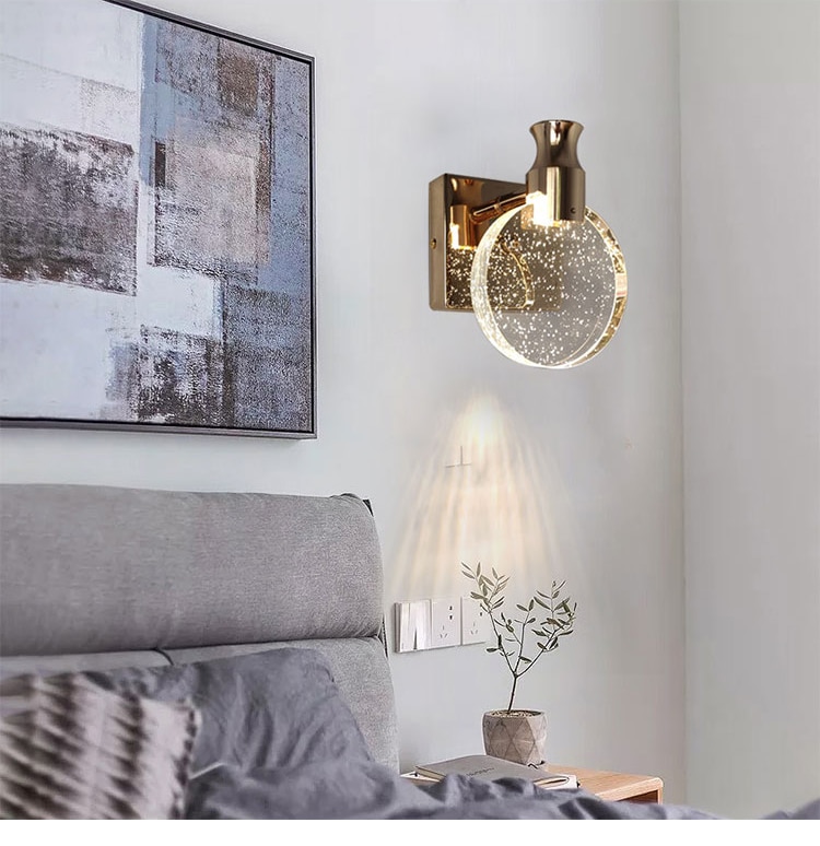 Nordic wall lamp light luxury bedroom bedside crystal lamp