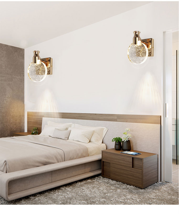 Nordic wall lamp light luxury bedroom bedside crystal lamp