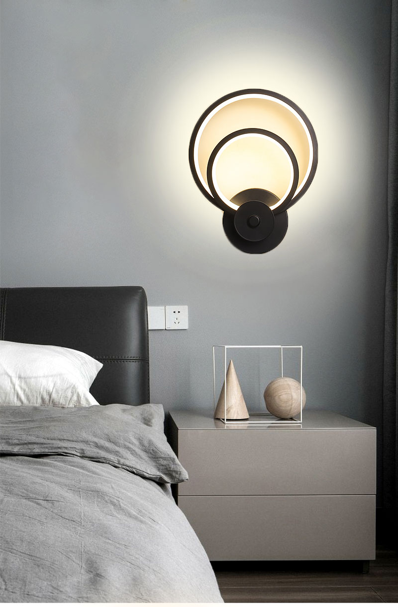 Hot sale led wall lamp indoor black and white wall lamp simple art indoor home decoration modern living room corridor bedside
