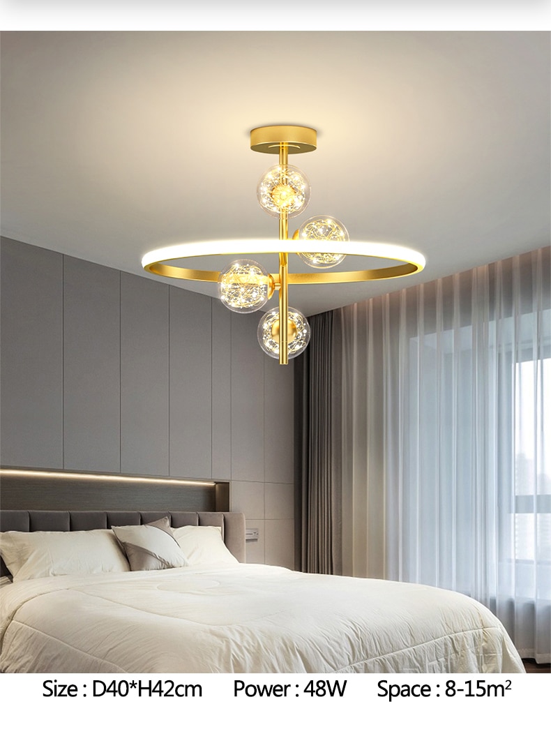 Lustre Modern Led Chandelier Black&Gold Color Ceiling mount Chandelier Lighting for Bedroom Living room Kitchen Dining room Lamp