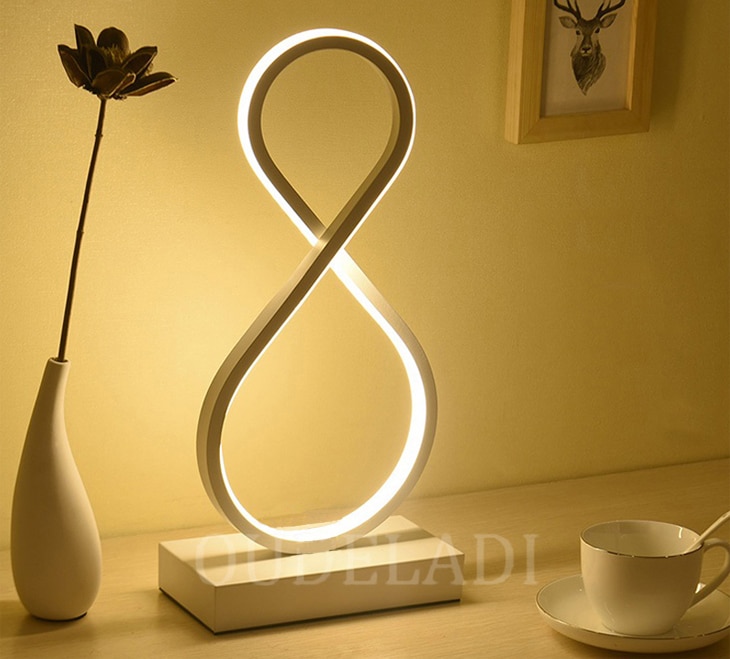 Dimmable LED Spiral Table Lamp 8 Shaped Desk lamp Bedside Circle Night Light for Home Living Room Bedroom Decor EU/US/AU/UK plug