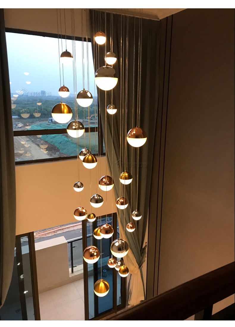 Stair chandelier modern led dome lamp stair lamp Nordic single family villa stair long chandelier attic can be customized