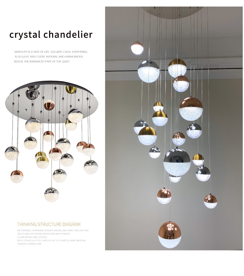 Stair chandelier modern led dome lamp stair lamp Nordic single family villa stair long chandelier attic can be customized