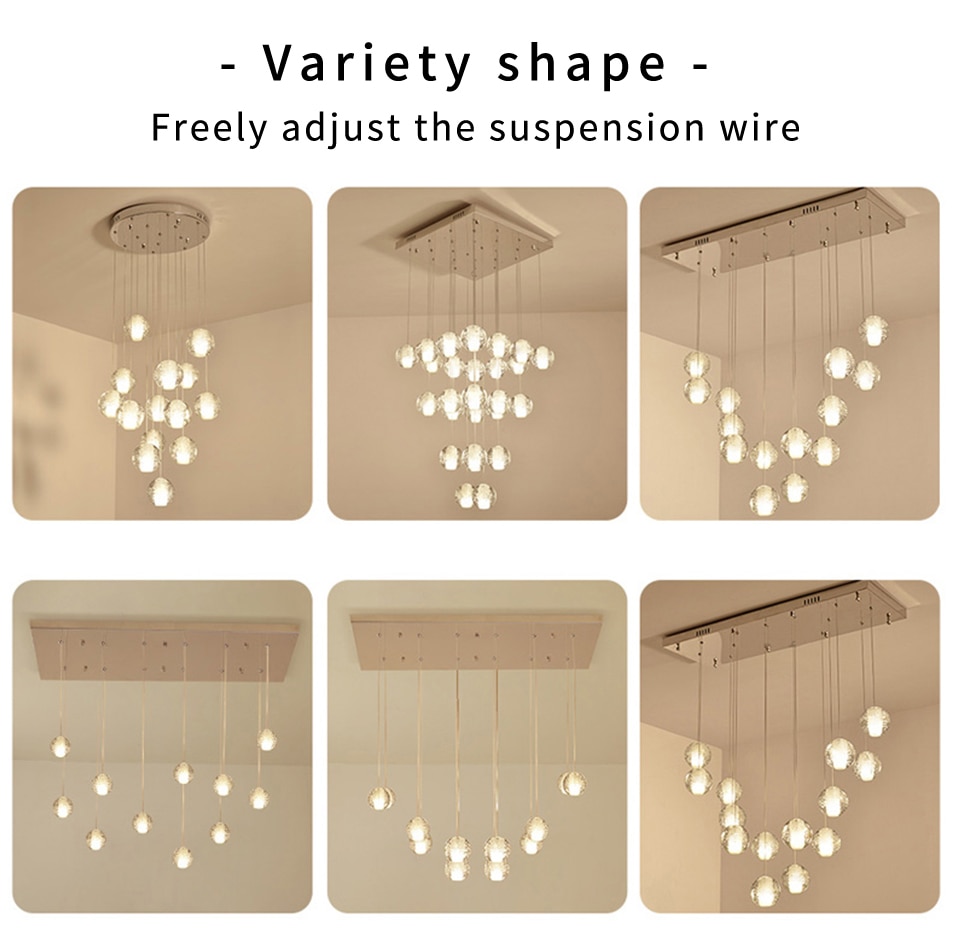 Modern Crystal LED Pendant Light Fixtures Luxury Hanging Lamps For Living room lighting Staircase Apartmen thome decor lights