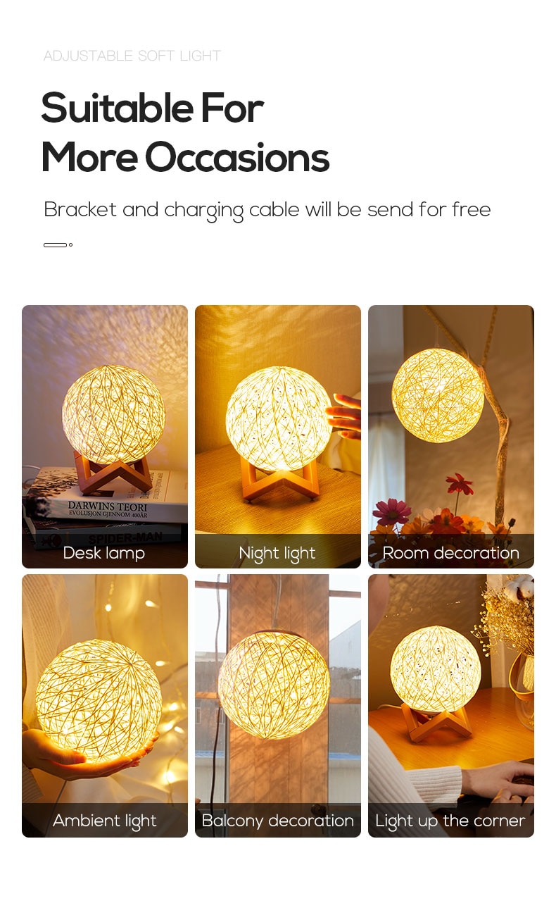 Sepak Takraw LED Moon Night Light Creative Starry Gift With Remote Control Usb Charging Table Lamp Bedroom For Home Decoration