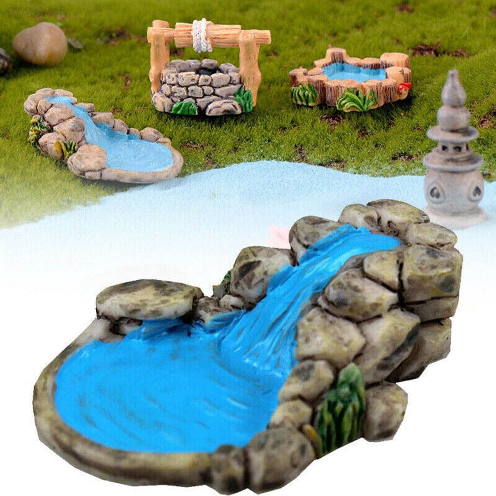Micro Landscape Resin Scene decoration Pool Bridge Water Fairy Garden Lawn Ornament Pot Craft Dollhouse Home DIY Decor