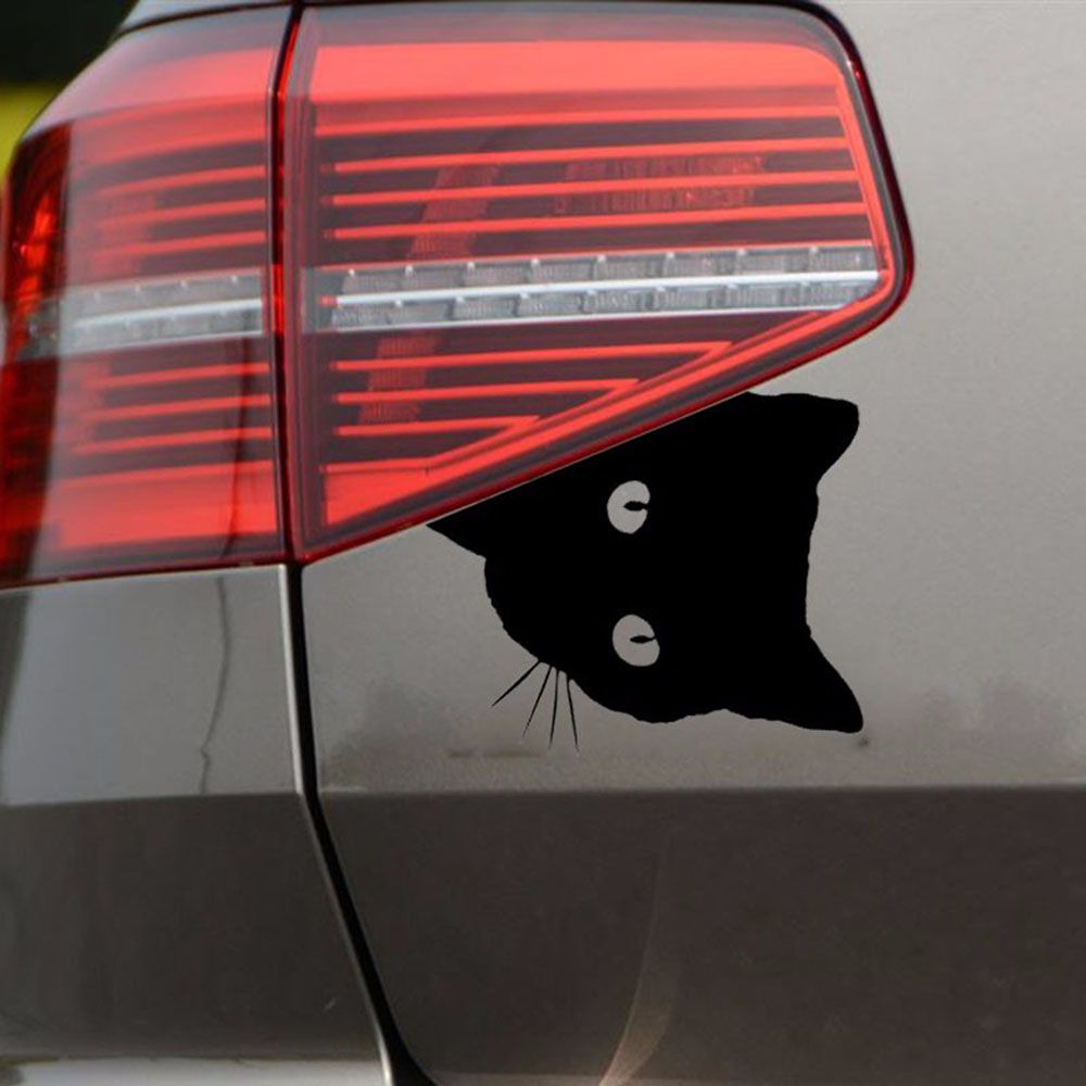 Creative Black Cat Face Peeking Car Stickers Automotive Decal Window Decoration Reflective Sticker Window Door Sticker