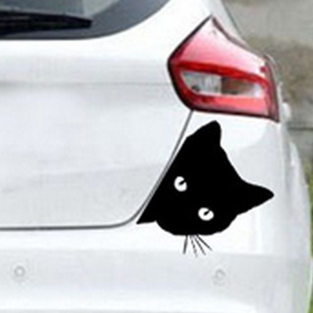 Creative Black Cat Face Peeking Car Stickers Automotive Decal Window Decoration Reflective Sticker Window Door Sticker