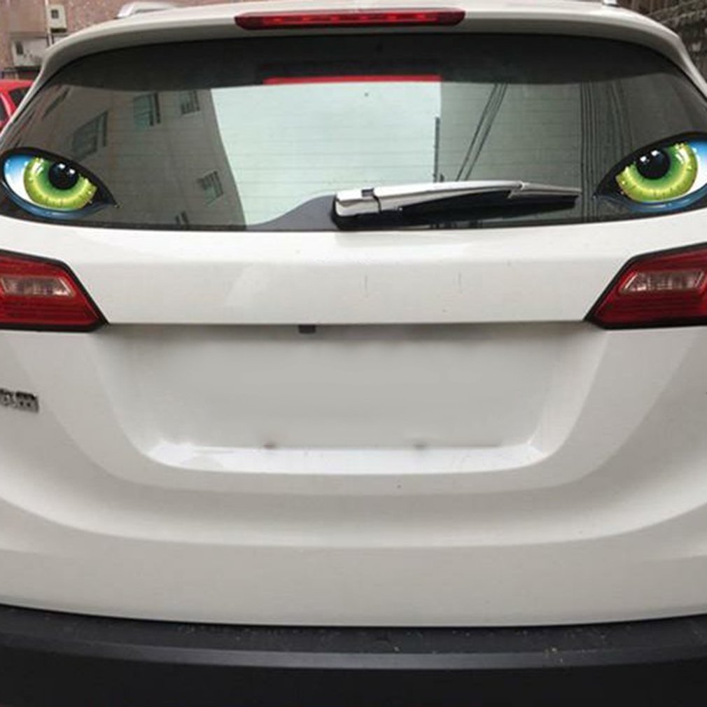 3D Funny Design Stereo Reflective Green Cat Eyes Pattern Car Sticker Truck Head Engine Rearview Window Door or Mirror Decal