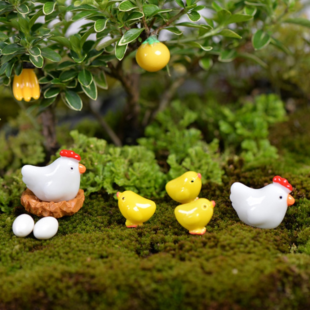 12 Pcs Mix Chicken Chick Egg Nest Figurine Miniatures Home Decoration Kawaii Accessories Garden Decor for Home Easter Decoration