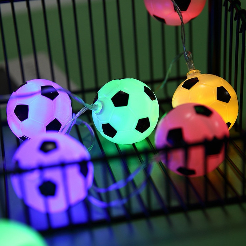 Soccer Balls String Lights 10 LED Football Garland Lights Bedroom Home Wedding Party Christmas Decorative Lights for Bar Club