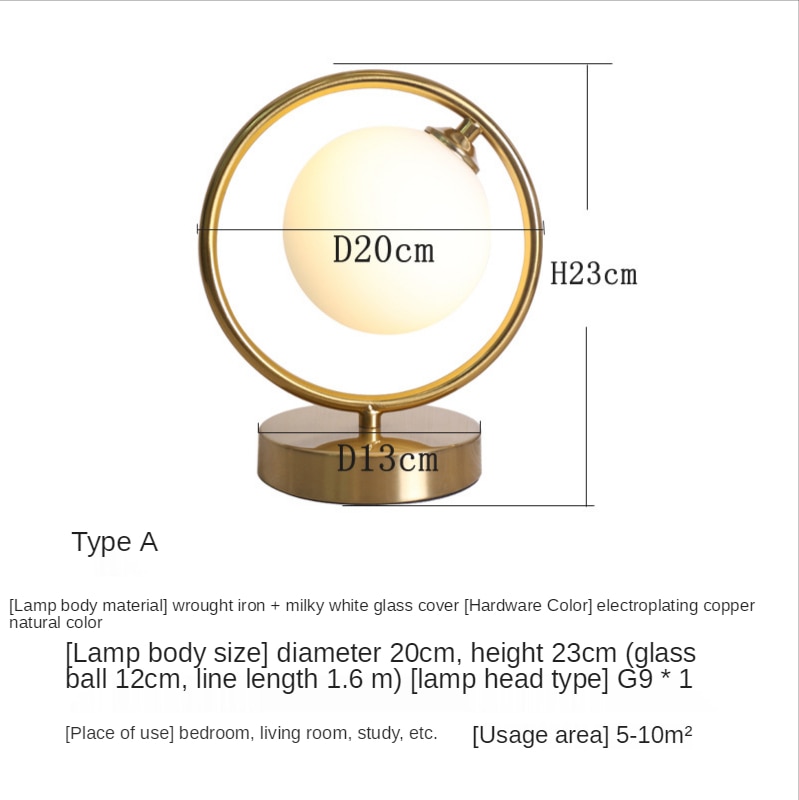 Modern LED Table Lamps Gold Glass