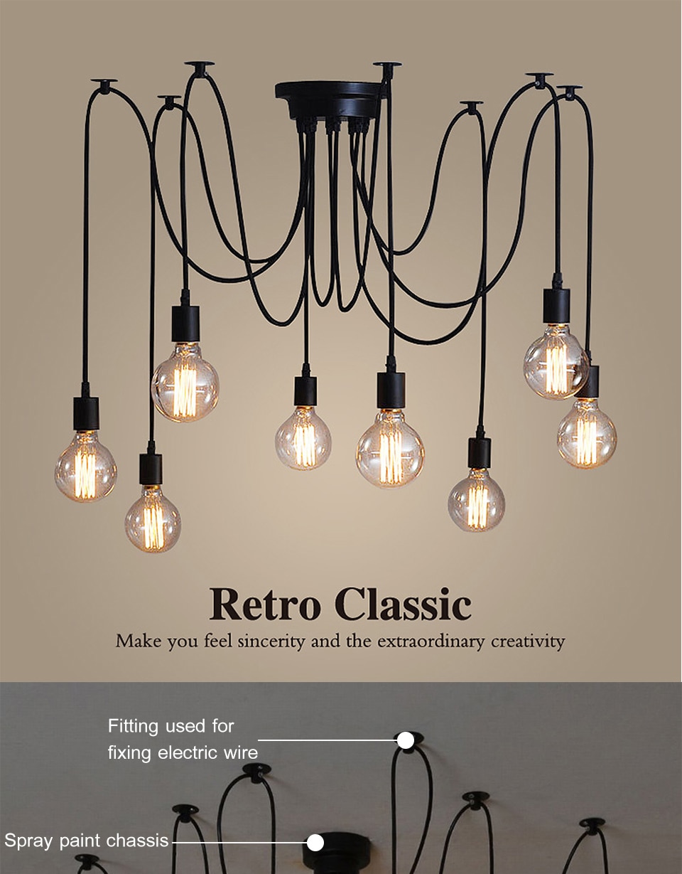 Modern Nordic Retro Pendant Lights E27 LED Edison Bulb