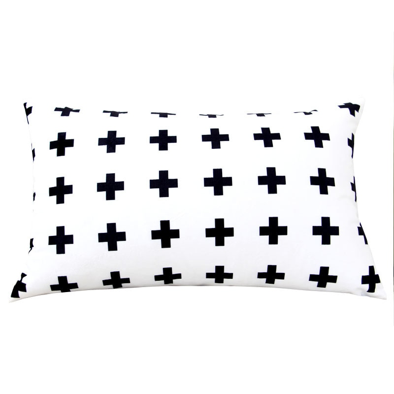 Nordic Black White Grid Cushion Cover 30x50cm (Only covers)