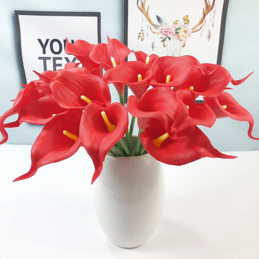 5/10 Heads Artificial Calla Lily Flowers PU Artificial Plants