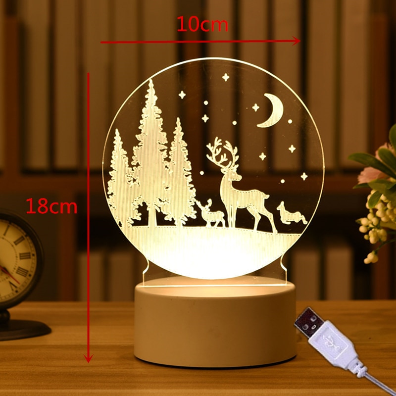 Christmas Decorations for Tree  3D Acrylic USB Night Light