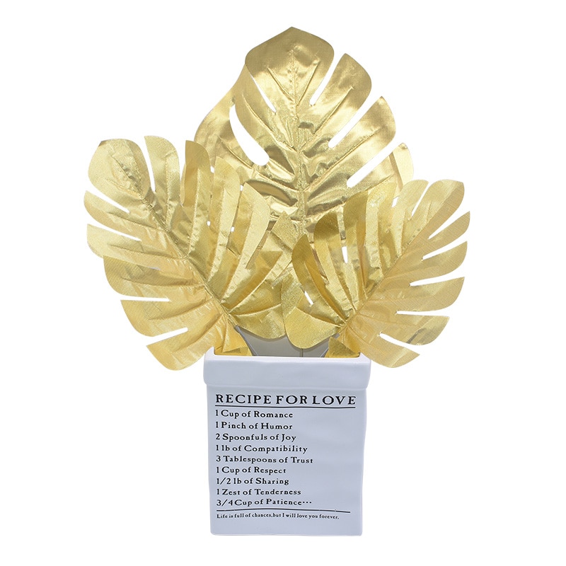 5/10pcs Artificial Gold Green Turtle Leaf Fake Palm Leaves