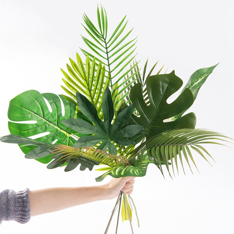 39 Styles Large Green Artificial Tropical Palm Tree Monstera Leaves