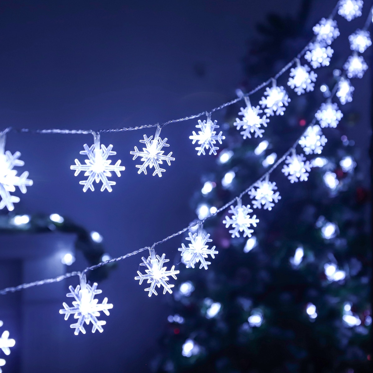 Snowflake LED Light Christmas Decor Hanging Garland