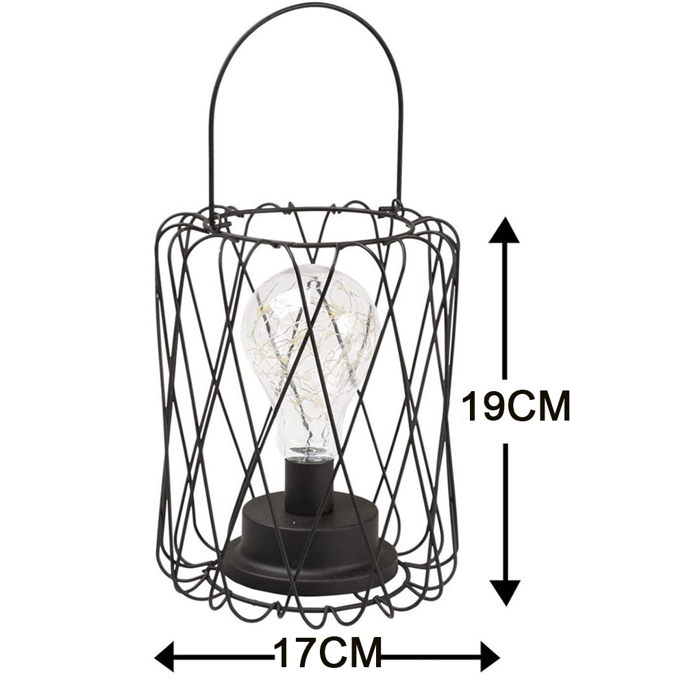 Retro Iron Art Table Lamp Battery Powered Hanging Lantern
