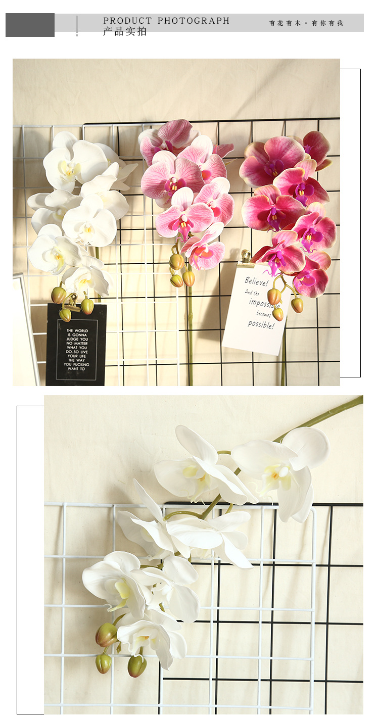 Large latex 3D printing Orchids artificial flowers without pot