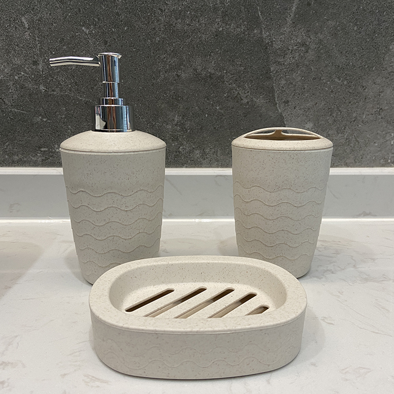 3Pcs/Set Wheat Straw Soap Dispenser Toothbrush Holder Soap Box Bathroom Accessories