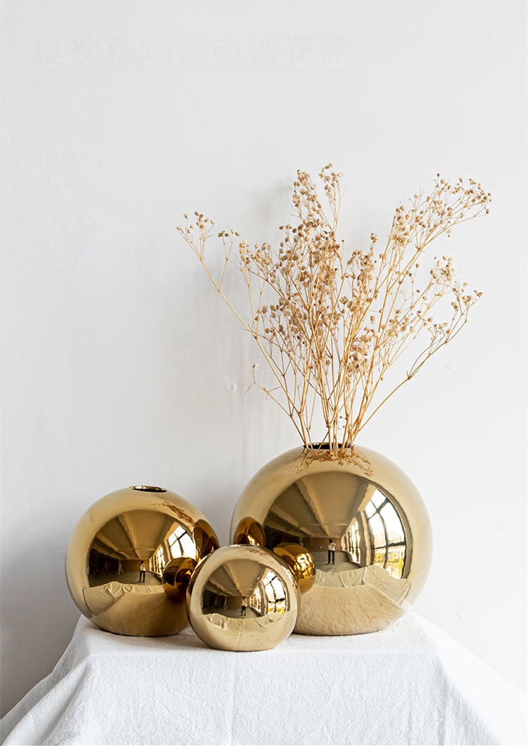 Golden Vase Modern Art Pot for Interior
