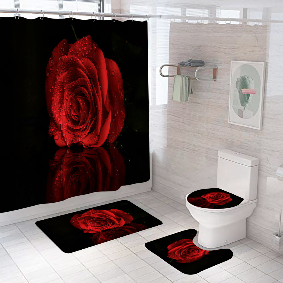 Shower Curtains Set Bathroom Anti-slip Rugs Carpet