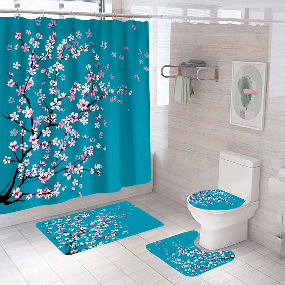 Shower Curtains Set Bathroom Anti-slip Rugs Carpet