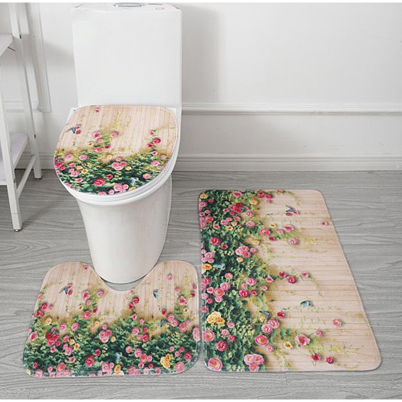 3Pcs/Set Bathroom Carpet Set Non-slip