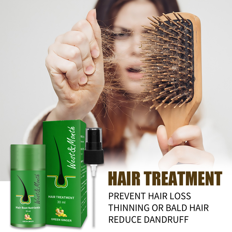 Ginger Hair Growth Spray Essential Oils Hair Loss Treatment Fast Grow Prevent Hair Dry 30ml