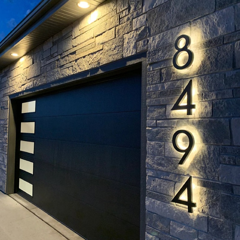 Metal 3D LED House Number Light Outdoor Stainless Steel Lighted Letter Waterproof