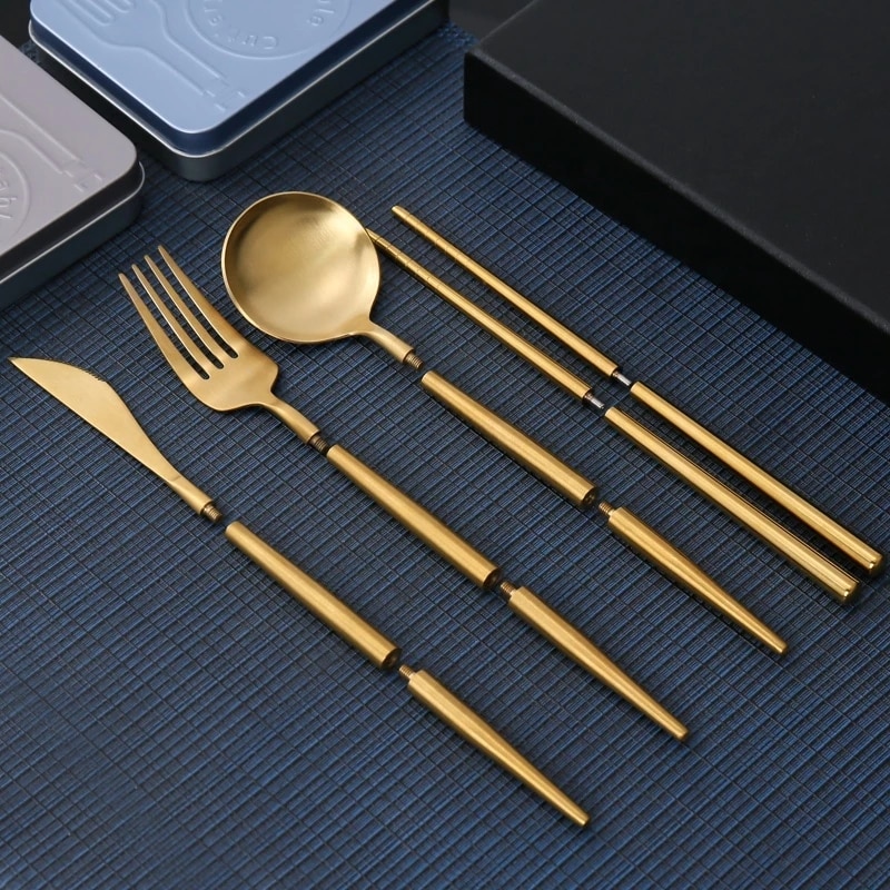 Portable Cutlery Set Stainless Steel Removable With box