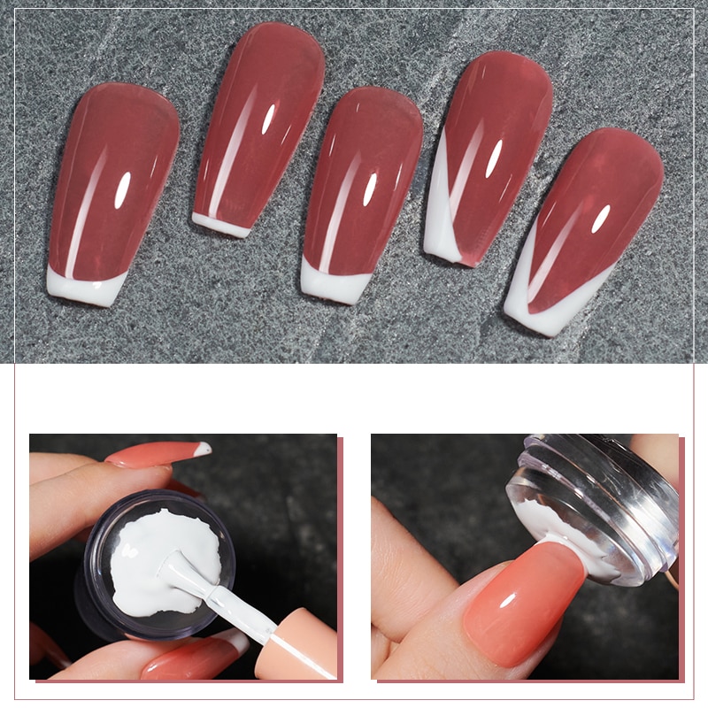 Transparent Nail Stamper with Scraper 2pcs Jelly Silicone