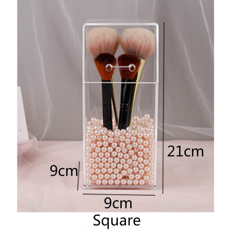 Square Pearl Cosmetic Acrylic Box Brush Bucket Organizer