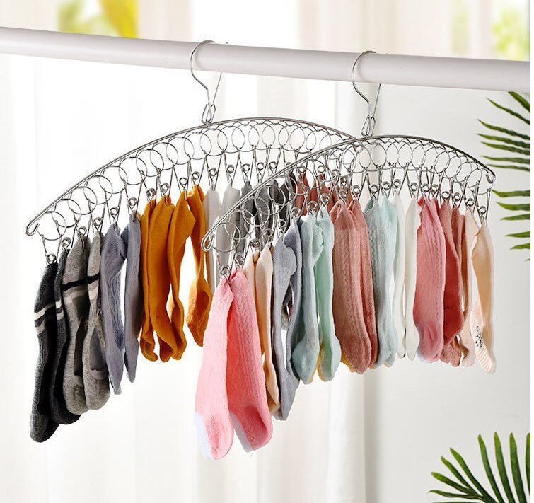 6/8/10/20PCS Stainless Steel Clothes Drying Hanger Windproof