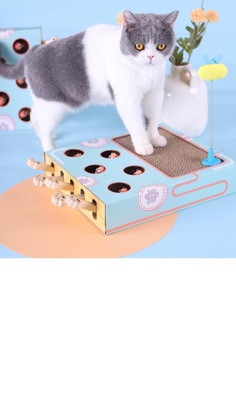 Cat Toy Chase Hunt Mouse Cat Game Box 3 in 1 with Scratcher