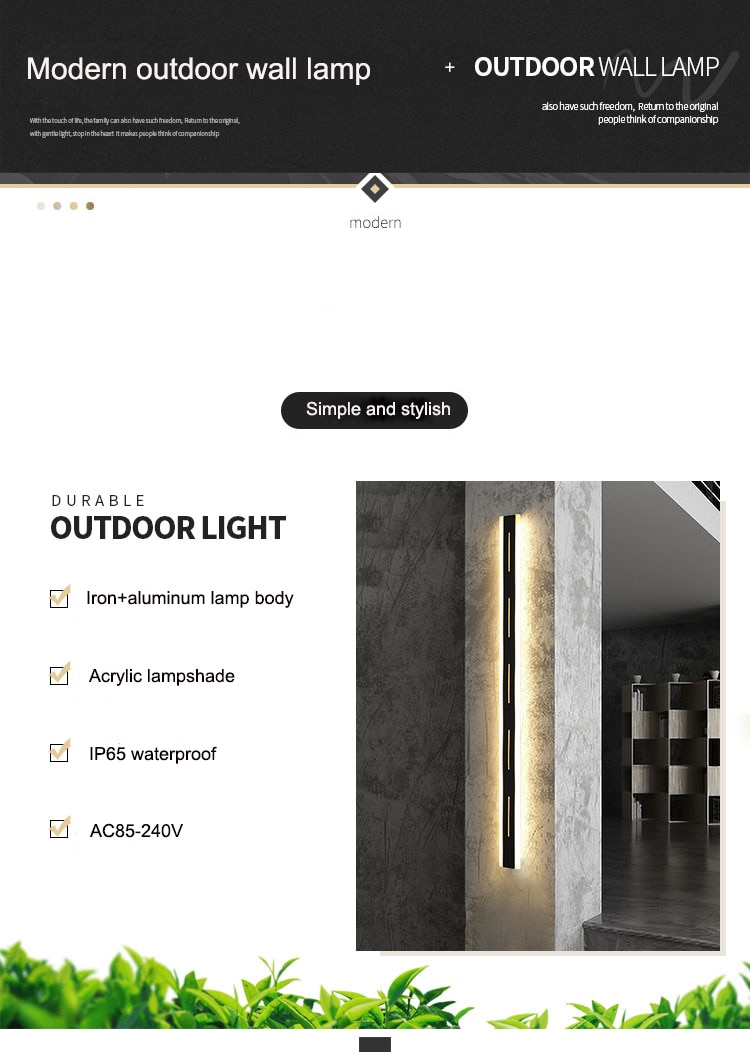 Waterproof outdoor wall lamp LED Long Light IP65 110V 220V
