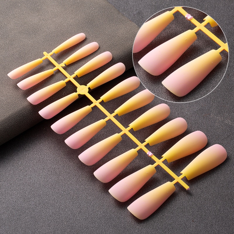 Gradient Matte False Nails DIY Manucure