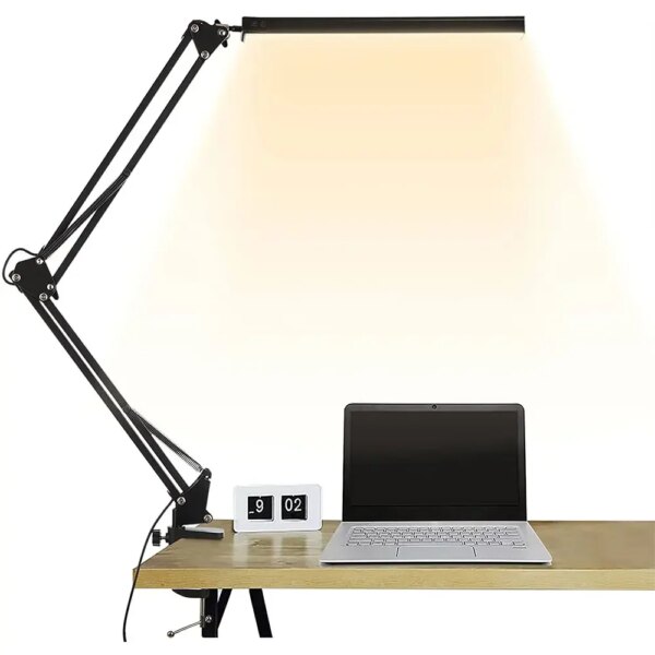 LED Desk Lamp With Clip Adjustable Brightness 3 Lighting Modes - Image 3